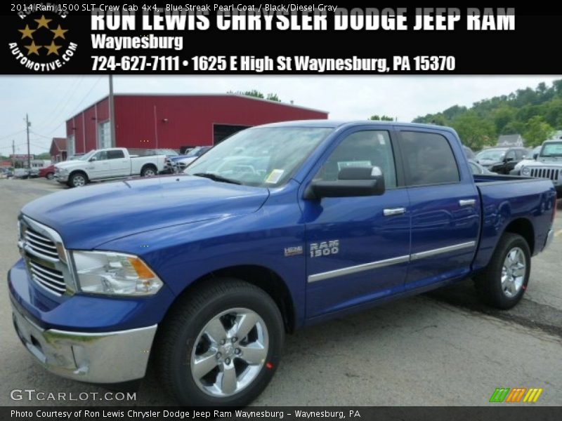 Blue Streak Pearl Coat / Black/Diesel Gray 2014 Ram 1500 SLT Crew Cab 4x4