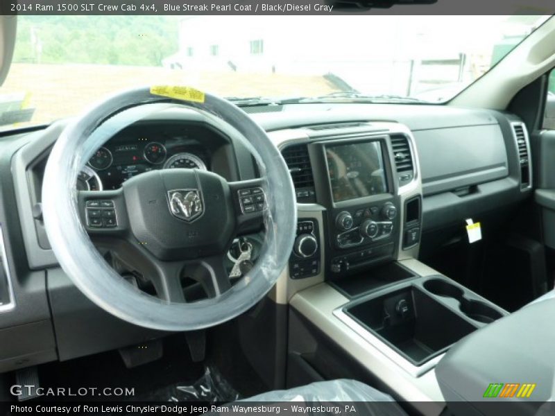 Blue Streak Pearl Coat / Black/Diesel Gray 2014 Ram 1500 SLT Crew Cab 4x4