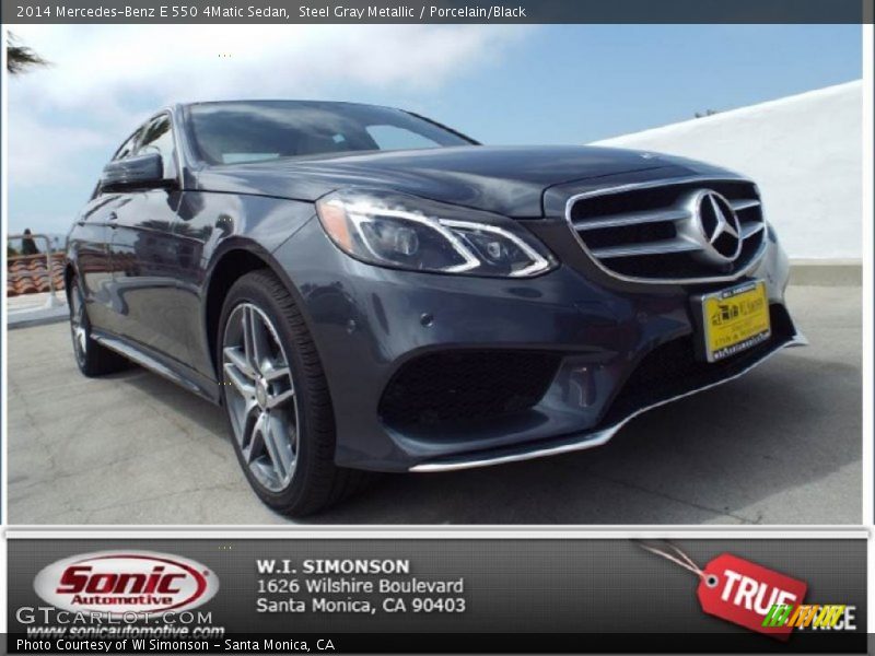 Steel Gray Metallic / Porcelain/Black 2014 Mercedes-Benz E 550 4Matic Sedan