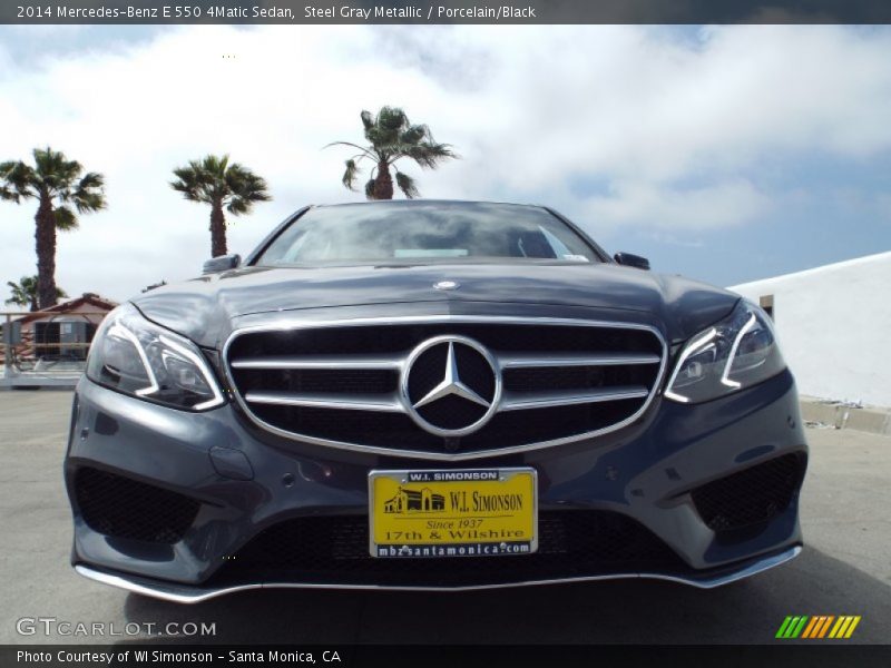 Steel Gray Metallic / Porcelain/Black 2014 Mercedes-Benz E 550 4Matic Sedan