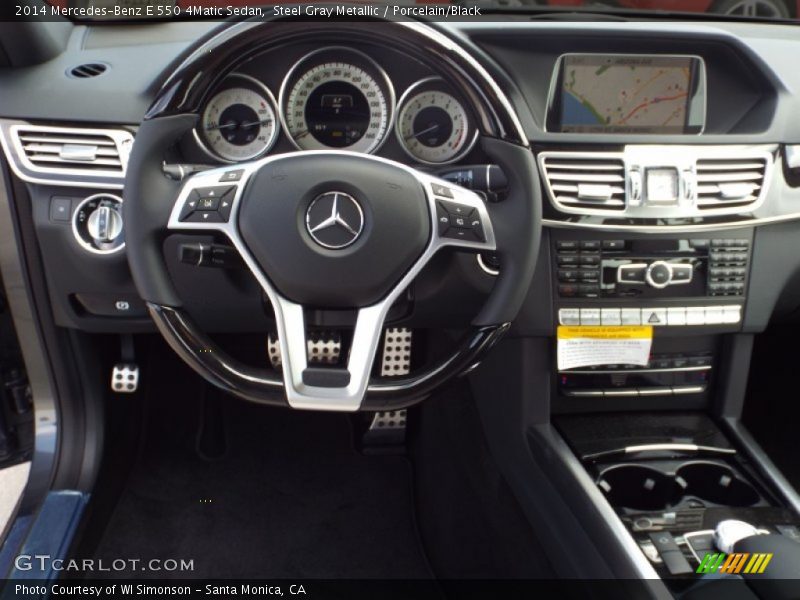 Steel Gray Metallic / Porcelain/Black 2014 Mercedes-Benz E 550 4Matic Sedan