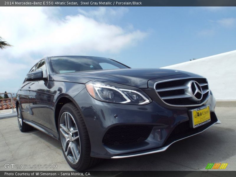 Steel Gray Metallic / Porcelain/Black 2014 Mercedes-Benz E 550 4Matic Sedan