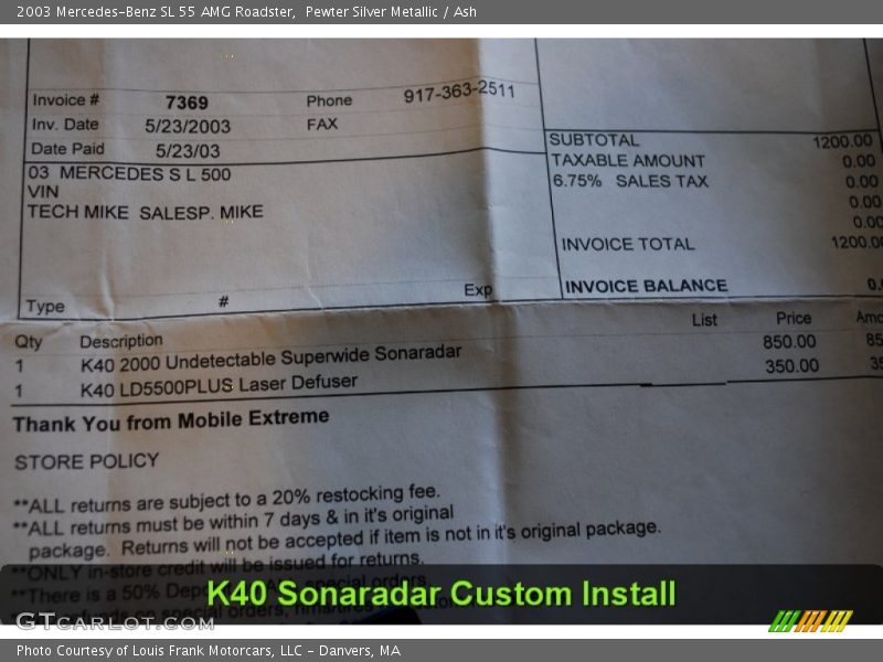 Pewter Silver Metallic / Ash 2003 Mercedes-Benz SL 55 AMG Roadster