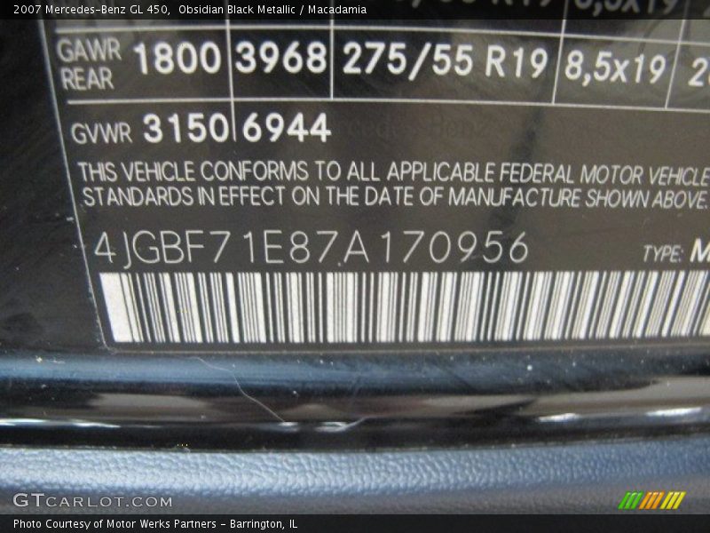 Obsidian Black Metallic / Macadamia 2007 Mercedes-Benz GL 450