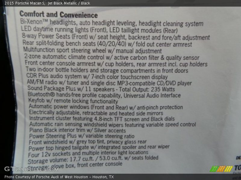  2015 Macan S Window Sticker