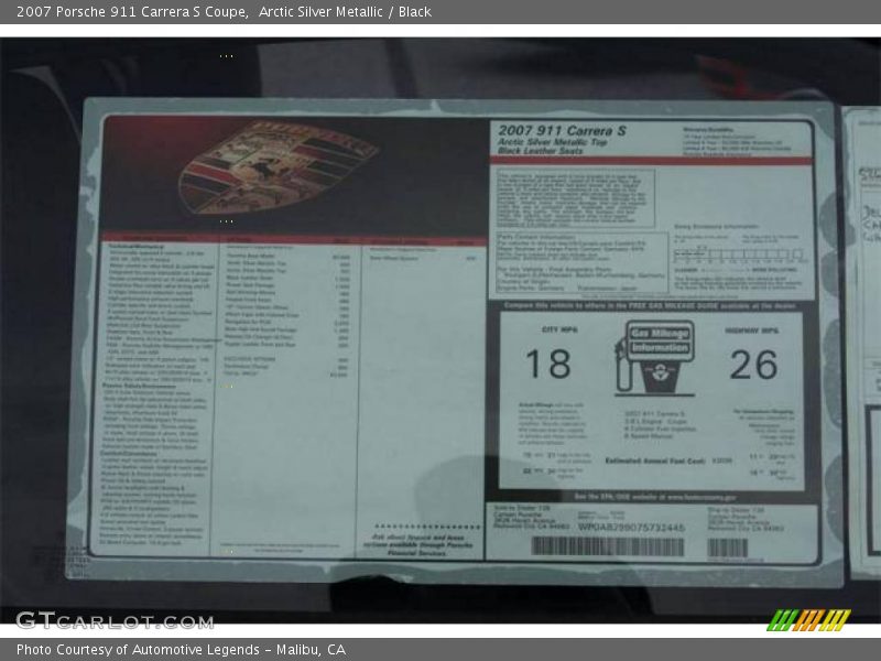Arctic Silver Metallic / Black 2007 Porsche 911 Carrera S Coupe