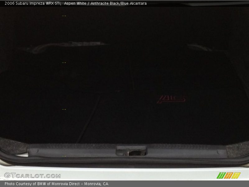 Aspen White / Anthracite Black/Blue Alcantara 2006 Subaru Impreza WRX STi