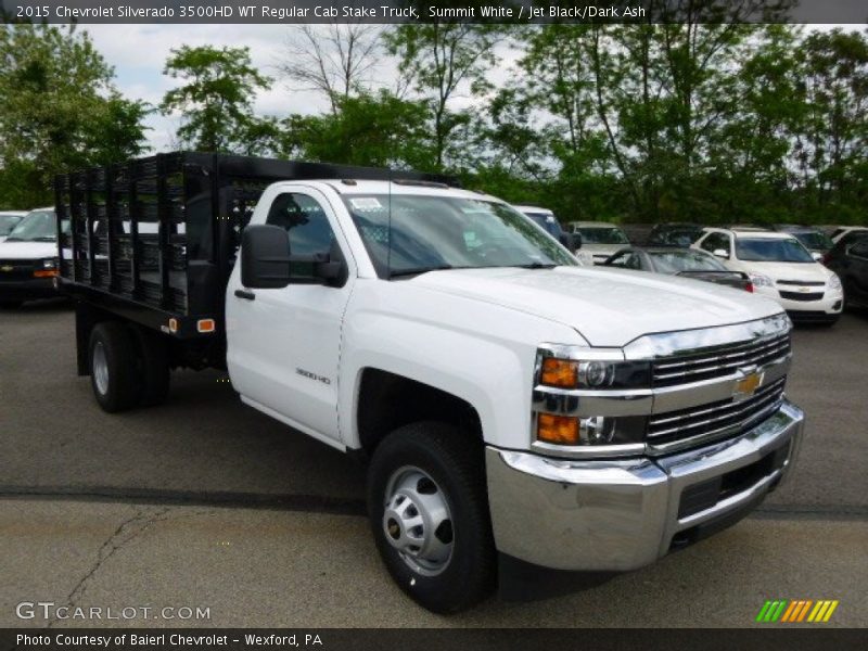 Summit White / Jet Black/Dark Ash 2015 Chevrolet Silverado 3500HD WT Regular Cab Stake Truck