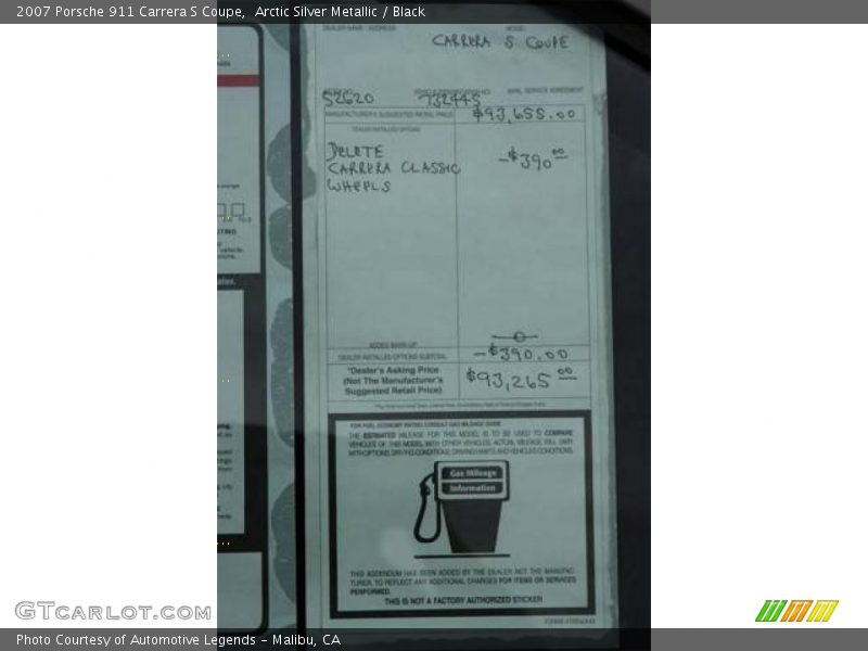 Arctic Silver Metallic / Black 2007 Porsche 911 Carrera S Coupe