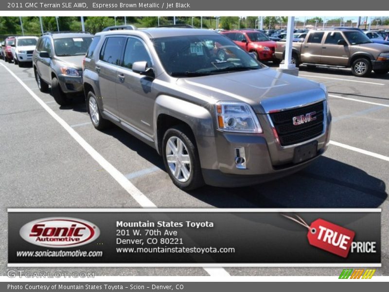 Espresso Brown Metallic / Jet Black 2011 GMC Terrain SLE AWD