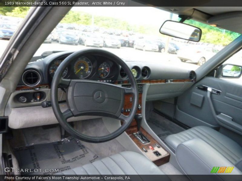 Arctic White / Grey 1989 Mercedes-Benz SL Class 560 SL Roadster