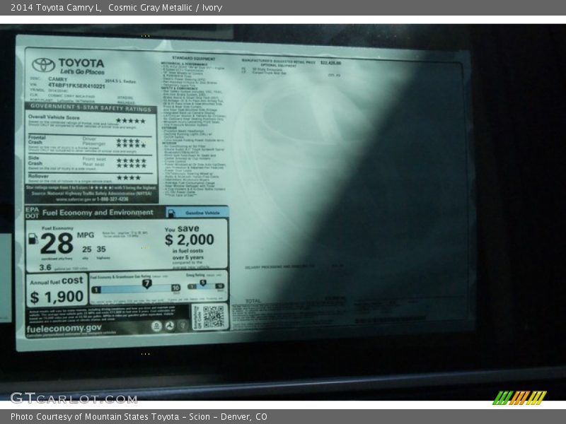 Cosmic Gray Metallic / Ivory 2014 Toyota Camry L