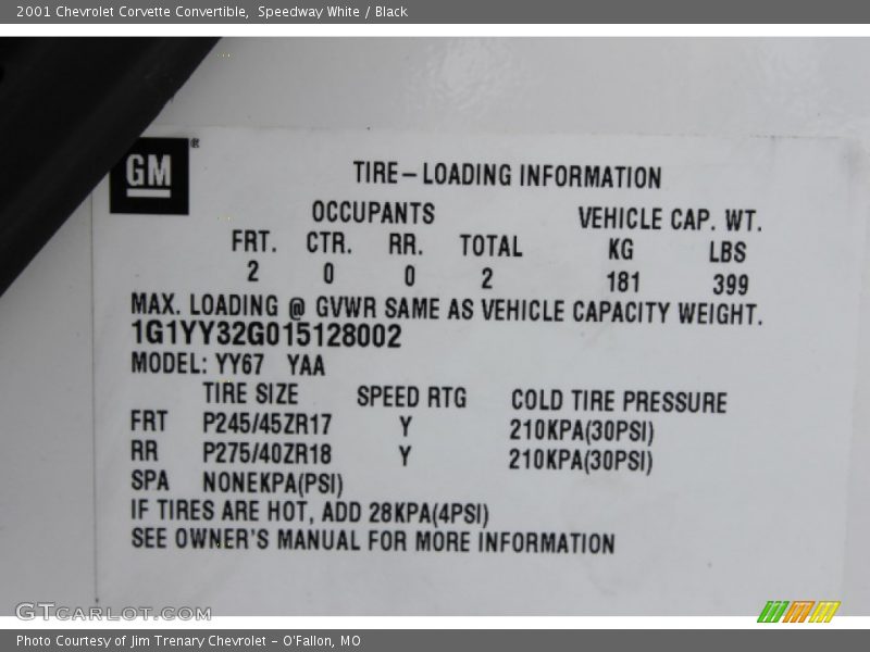 Speedway White / Black 2001 Chevrolet Corvette Convertible