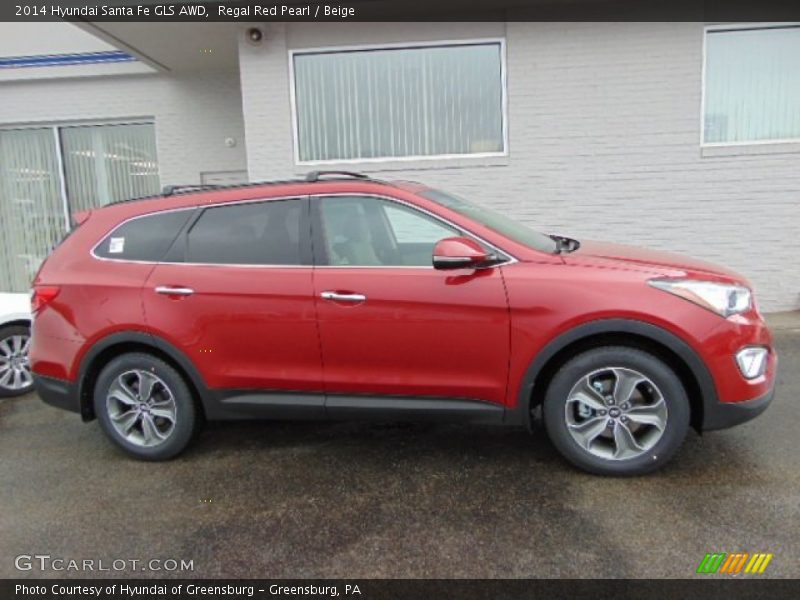 Regal Red Pearl / Beige 2014 Hyundai Santa Fe GLS AWD