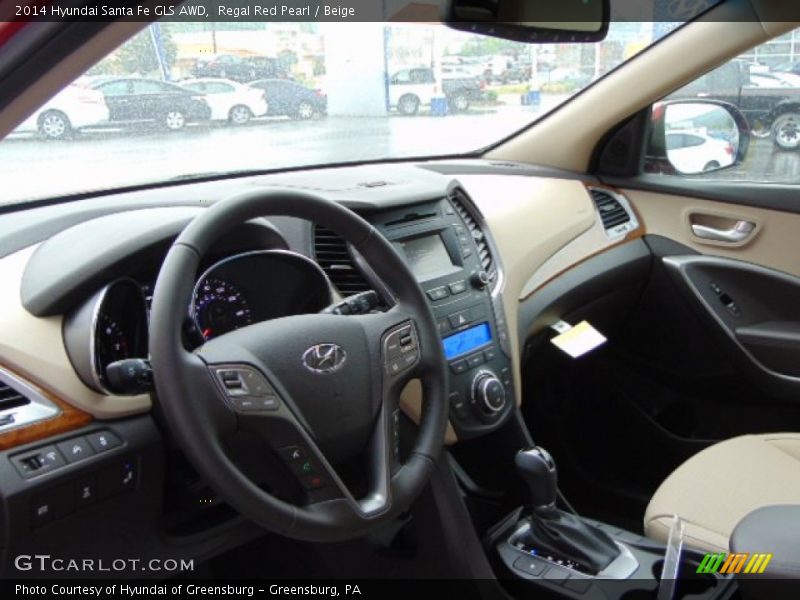 Regal Red Pearl / Beige 2014 Hyundai Santa Fe GLS AWD