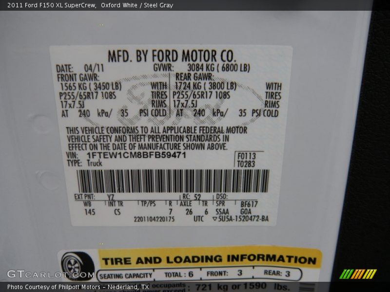 Oxford White / Steel Gray 2011 Ford F150 XL SuperCrew
