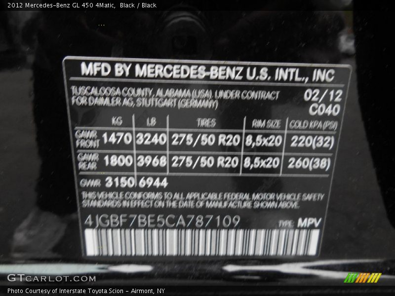Black / Black 2012 Mercedes-Benz GL 450 4Matic