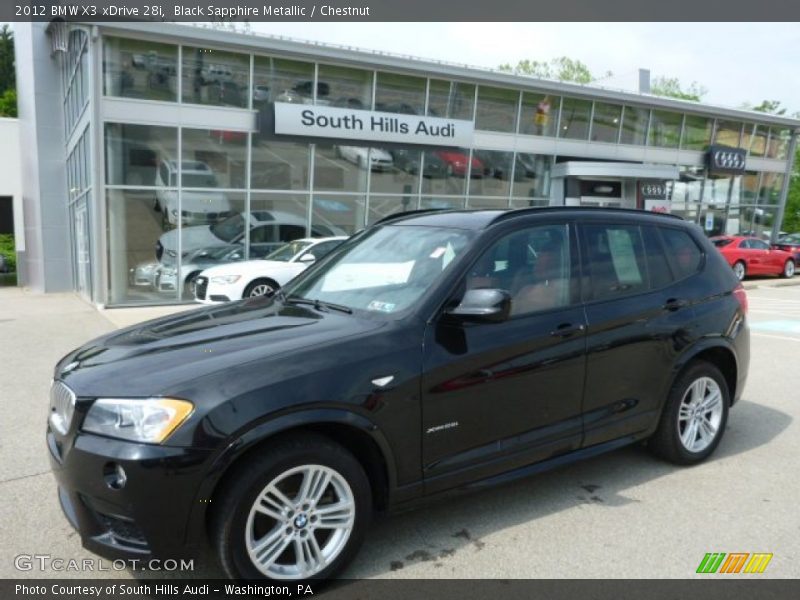 Black Sapphire Metallic / Chestnut 2012 BMW X3 xDrive 28i