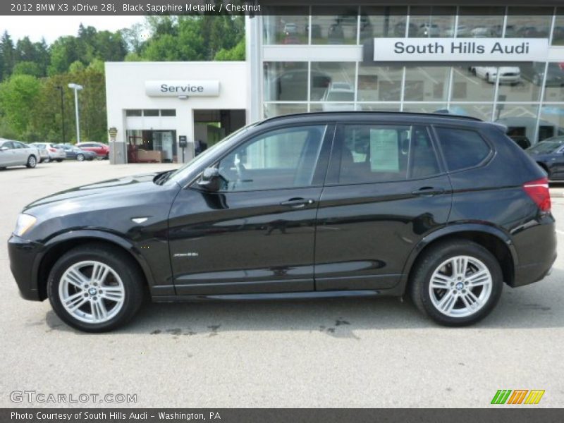 Black Sapphire Metallic / Chestnut 2012 BMW X3 xDrive 28i