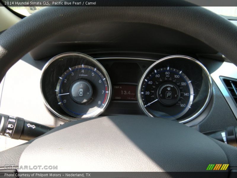 Pacific Blue Pearl / Camel 2014 Hyundai Sonata GLS