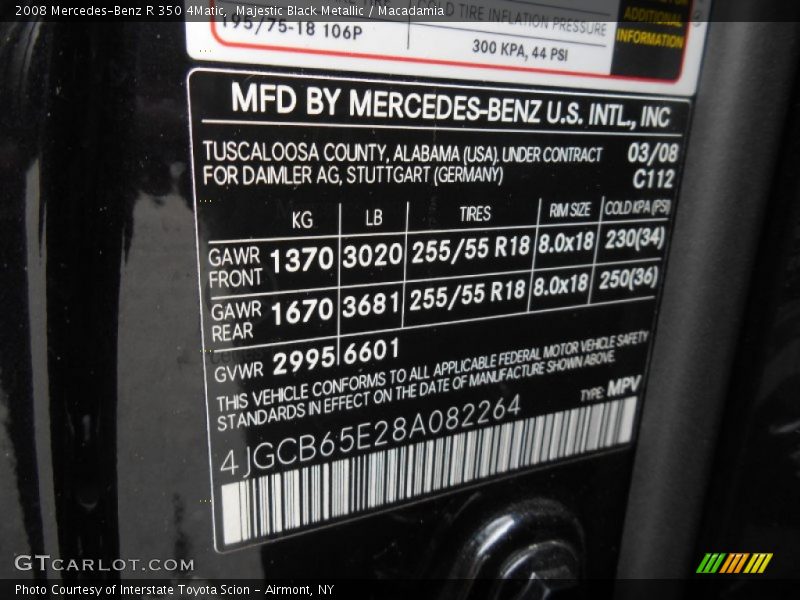 Majestic Black Metallic / Macadamia 2008 Mercedes-Benz R 350 4Matic