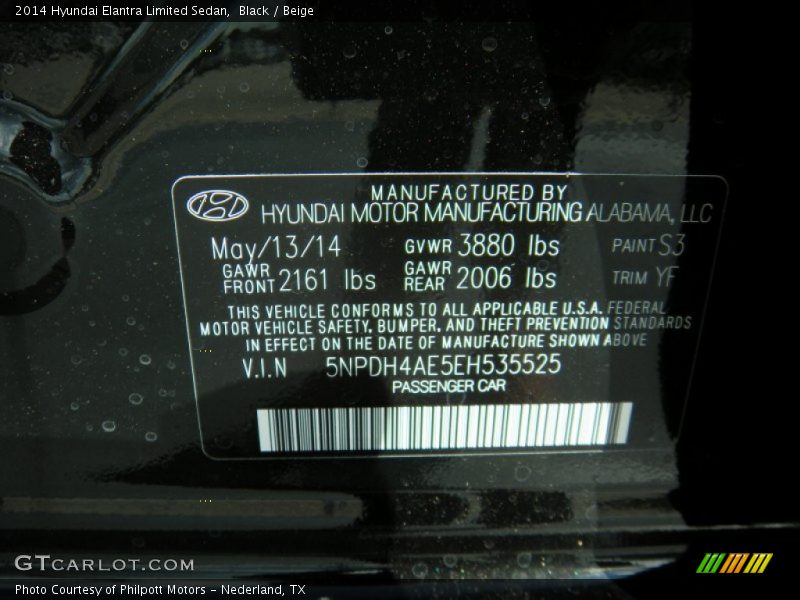 Black / Beige 2014 Hyundai Elantra Limited Sedan