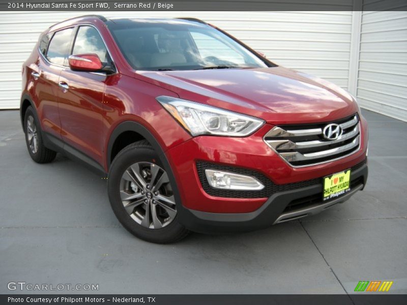 Serrano Red / Beige 2014 Hyundai Santa Fe Sport FWD
