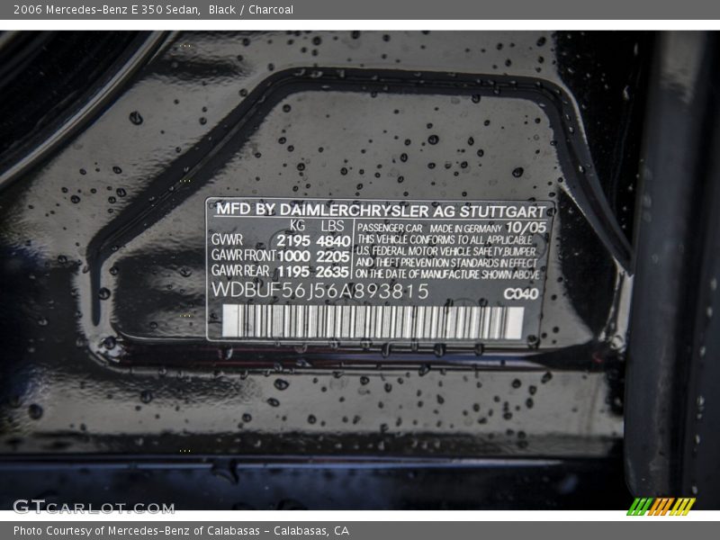Black / Charcoal 2006 Mercedes-Benz E 350 Sedan