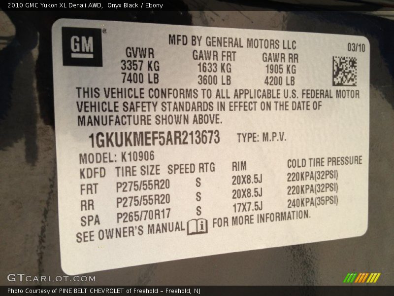 Onyx Black / Ebony 2010 GMC Yukon XL Denali AWD