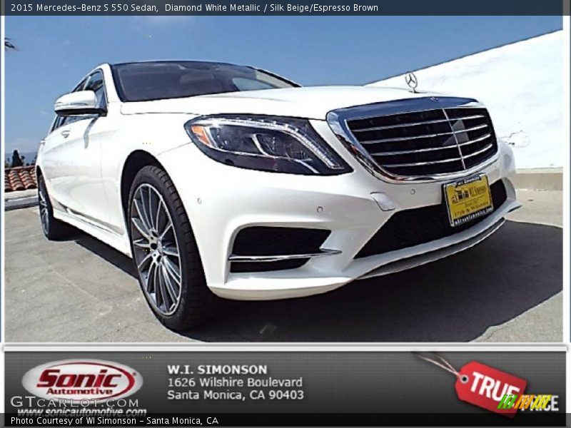 Diamond White Metallic / Silk Beige/Espresso Brown 2015 Mercedes-Benz S 550 Sedan