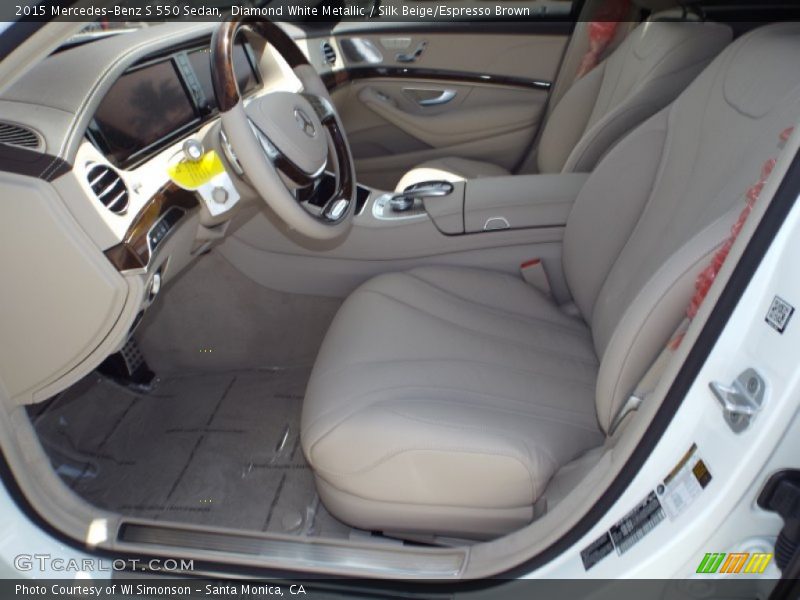 Diamond White Metallic / Silk Beige/Espresso Brown 2015 Mercedes-Benz S 550 Sedan