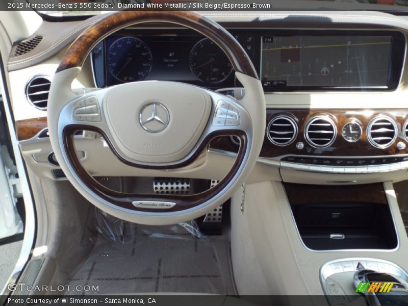 Diamond White Metallic / Silk Beige/Espresso Brown 2015 Mercedes-Benz S 550 Sedan