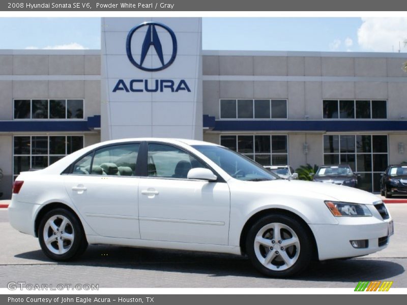 Powder White Pearl / Gray 2008 Hyundai Sonata SE V6