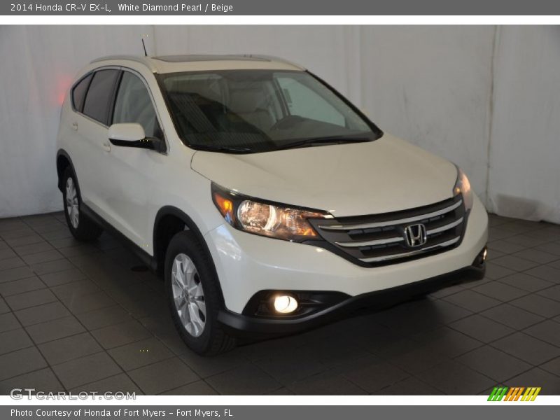 White Diamond Pearl / Beige 2014 Honda CR-V EX-L