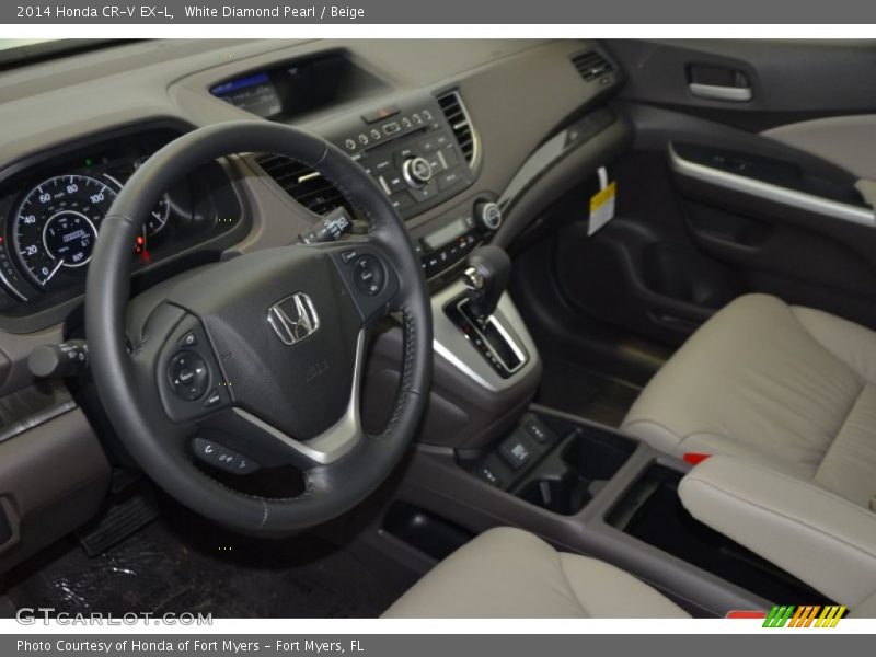 White Diamond Pearl / Beige 2014 Honda CR-V EX-L