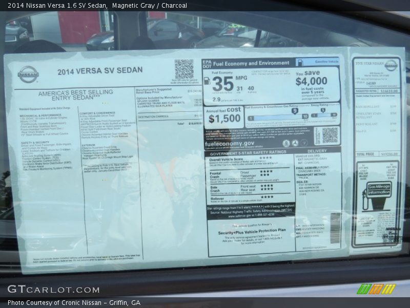  2014 Versa 1.6 SV Sedan Window Sticker