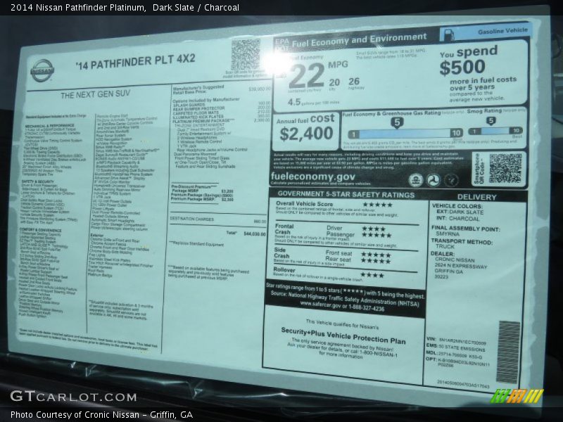 Dark Slate / Charcoal 2014 Nissan Pathfinder Platinum