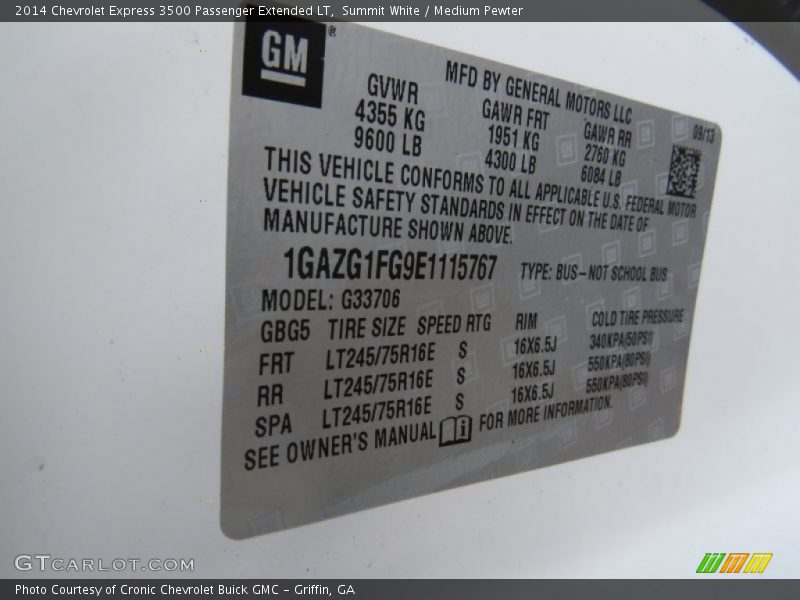 Summit White / Medium Pewter 2014 Chevrolet Express 3500 Passenger Extended LT