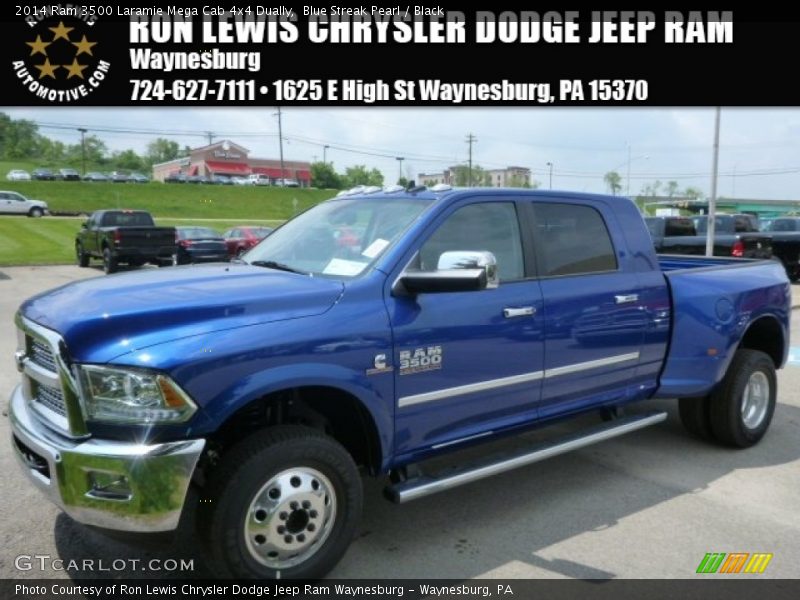 Blue Streak Pearl / Black 2014 Ram 3500 Laramie Mega Cab 4x4 Dually