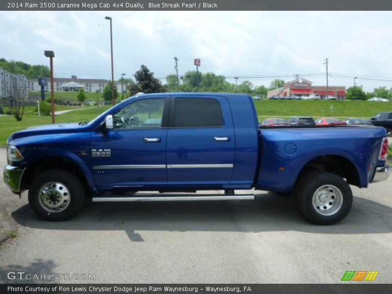 Blue Streak Pearl / Black 2014 Ram 3500 Laramie Mega Cab 4x4 Dually
