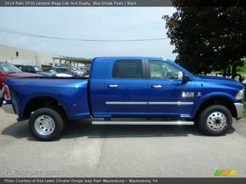 Blue Streak Pearl / Black 2014 Ram 3500 Laramie Mega Cab 4x4 Dually