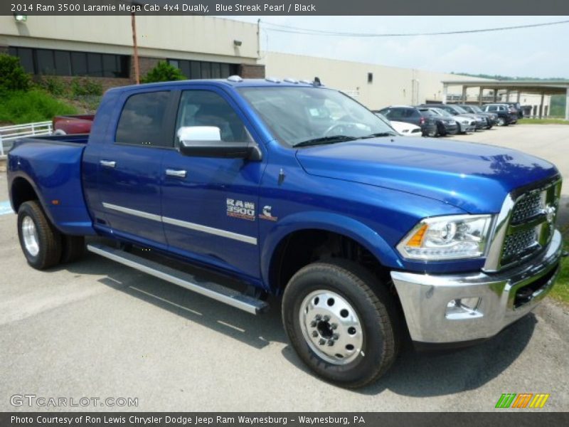Blue Streak Pearl / Black 2014 Ram 3500 Laramie Mega Cab 4x4 Dually