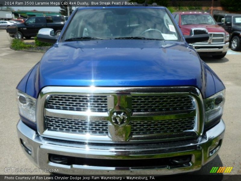 Blue Streak Pearl / Black 2014 Ram 3500 Laramie Mega Cab 4x4 Dually