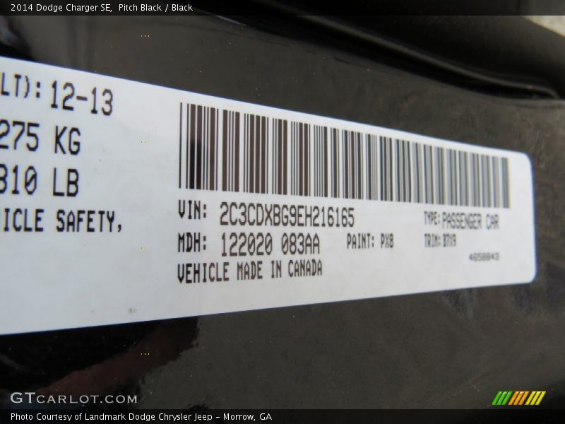 Pitch Black / Black 2014 Dodge Charger SE