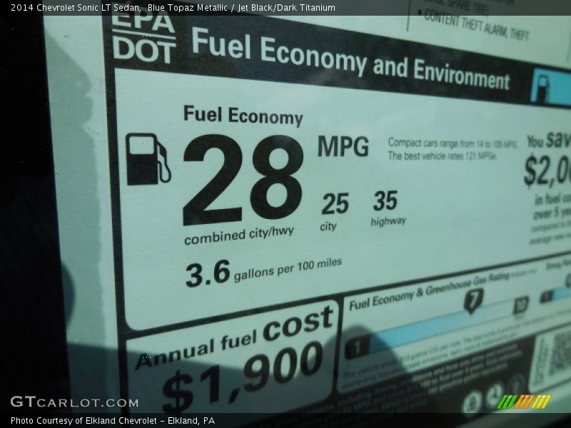 Blue Topaz Metallic / Jet Black/Dark Titanium 2014 Chevrolet Sonic LT Sedan