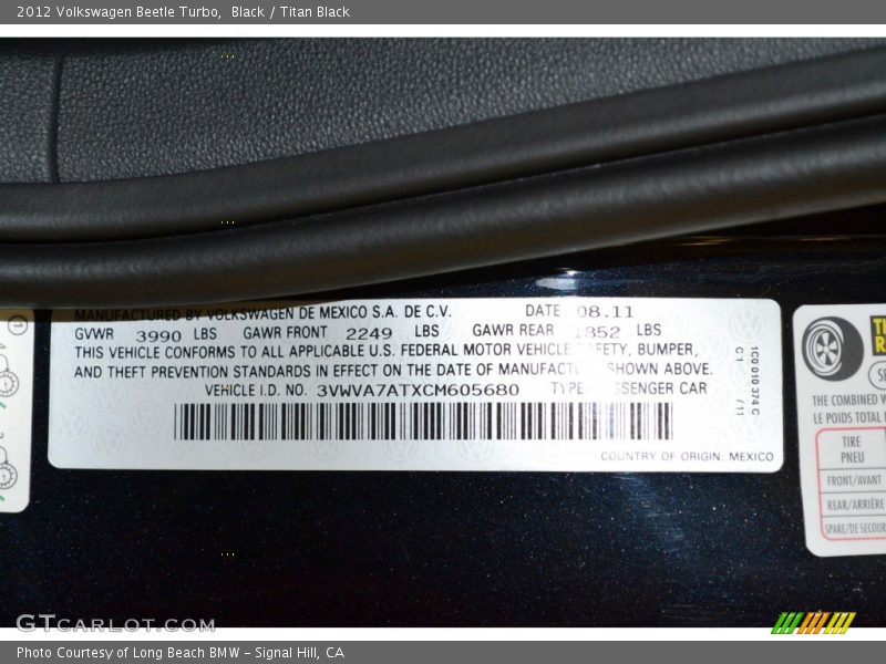 Black / Titan Black 2012 Volkswagen Beetle Turbo