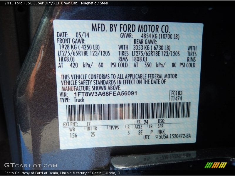 2015 F350 Super Duty XLT Crew Cab Magnetic Color Code J7