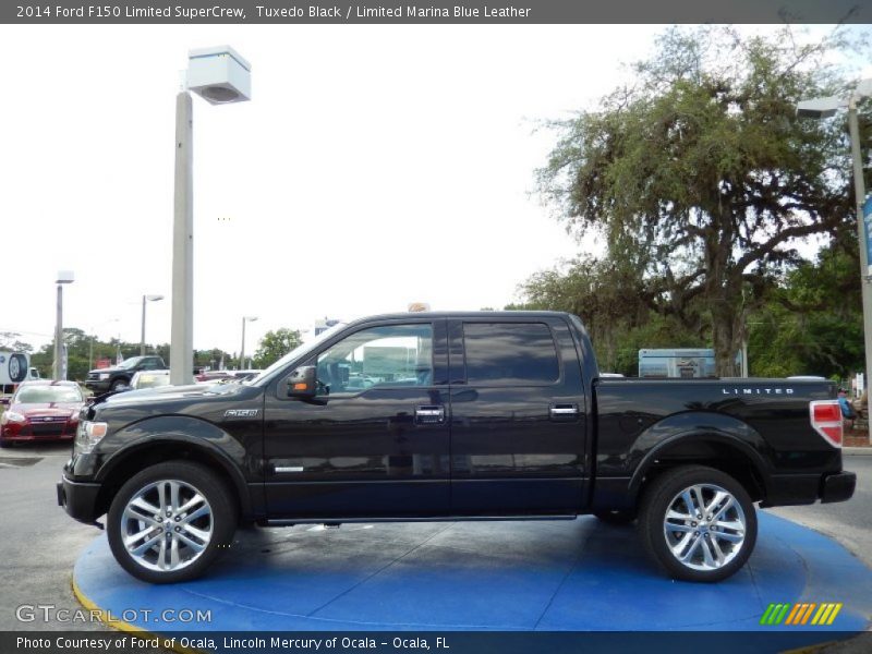 Tuxedo Black / Limited Marina Blue Leather 2014 Ford F150 Limited SuperCrew