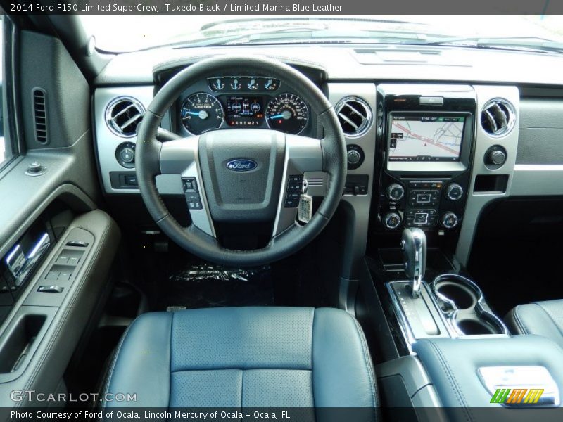 Tuxedo Black / Limited Marina Blue Leather 2014 Ford F150 Limited SuperCrew