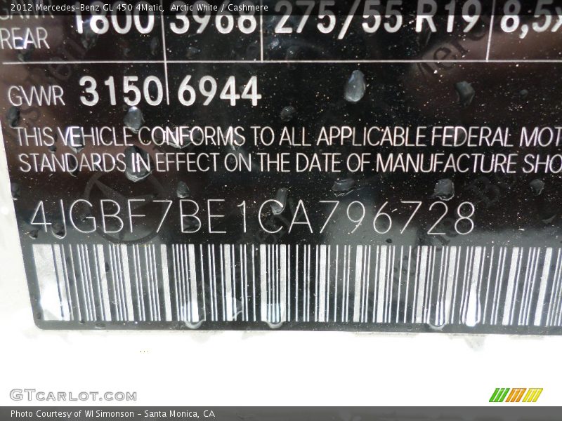 Arctic White / Cashmere 2012 Mercedes-Benz GL 450 4Matic
